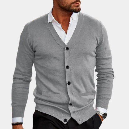 Damen-Strickjacke, V-Ausschnitt, weich, gestrickt, mit Knöpfen-1