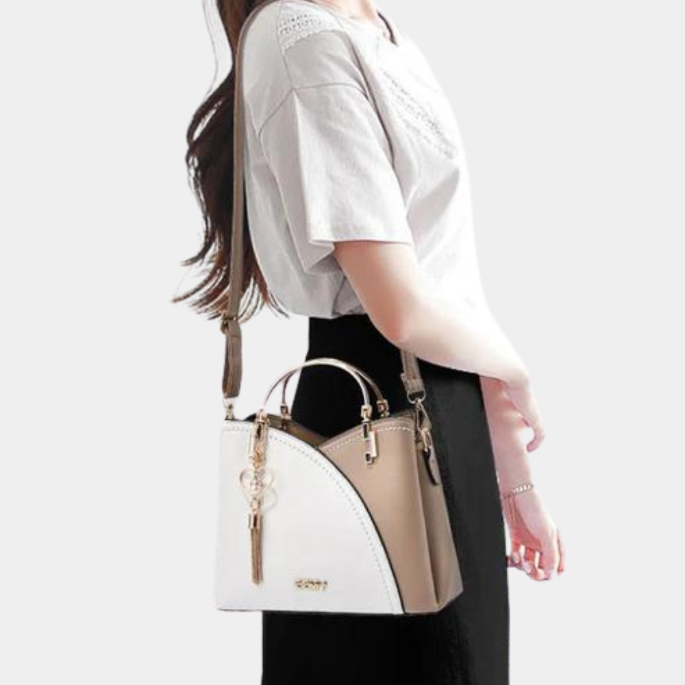 Damen-Handtasche Zweifarbig Synthetisches Leder Modernes Design-2