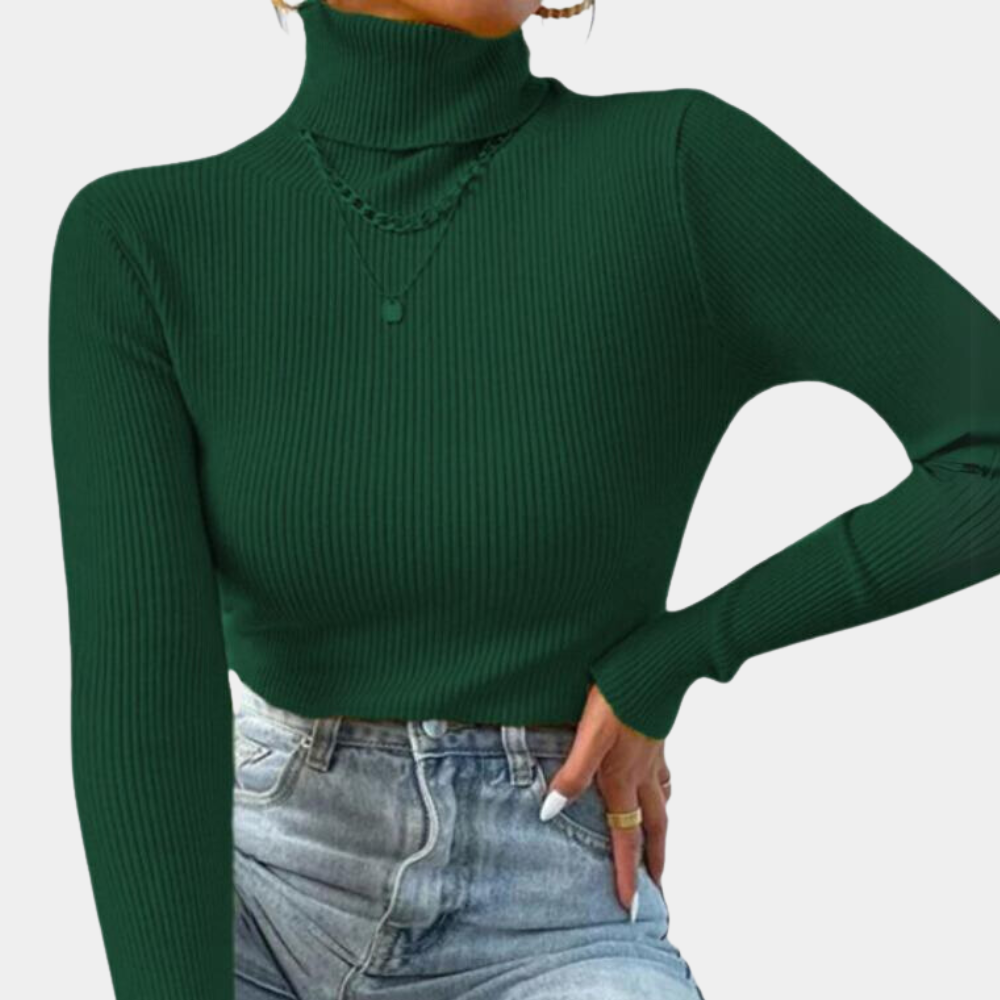Damen-Rollkragenpullover, wärmendes Material, lässige Passform-5
