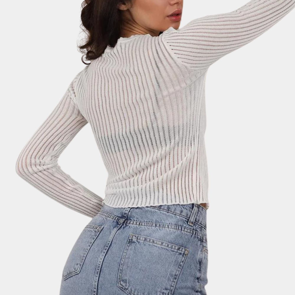 Damen-Langarmtop, modernes Design, atmungsaktives Material-3