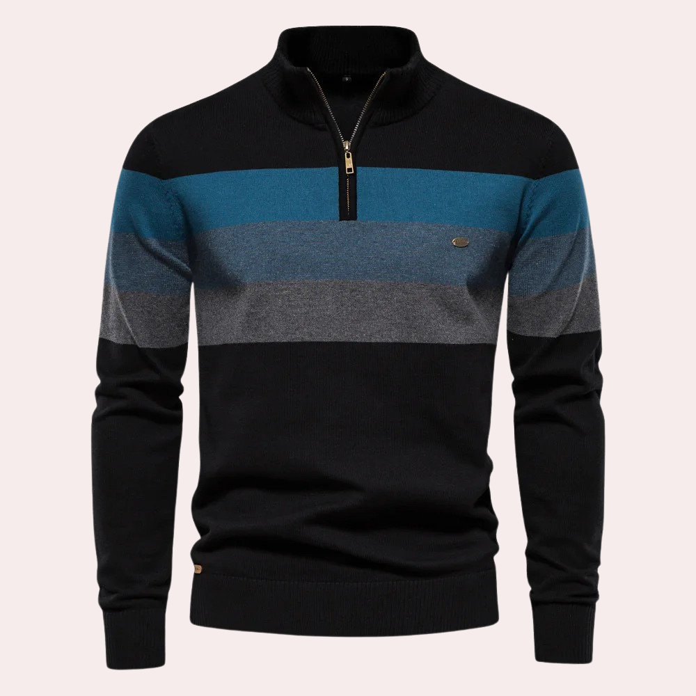 Herren-Pullover, gestreiftes Reißverschluss, weiches Material-6