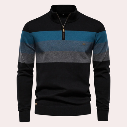 Herren-Pullover, gestreiftes Reißverschluss, weiches Material-6