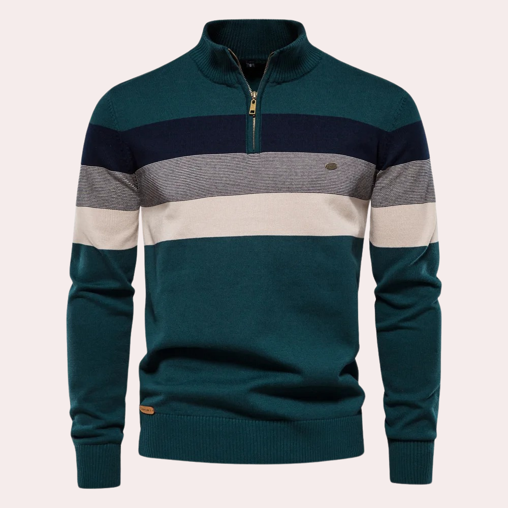 Herren-Pullover, gestreiftes Reißverschluss, weiches Material-1