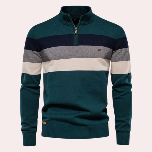 Herren-Pullover, gestreiftes Reißverschluss, weiches Material-1