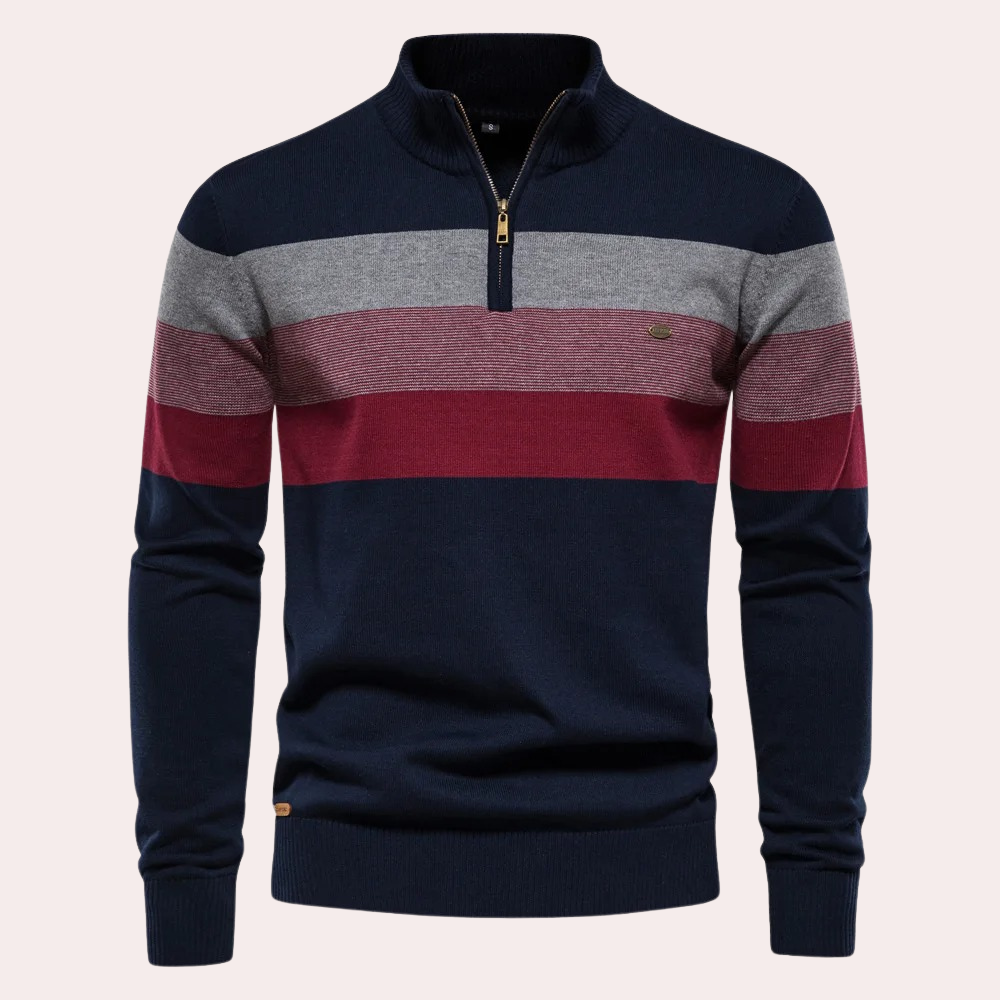 Herren-Pullover, gestreiftes Reißverschluss, weiches Material-5
