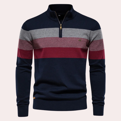 Herren-Pullover, gestreiftes Reißverschluss, weiches Material-5