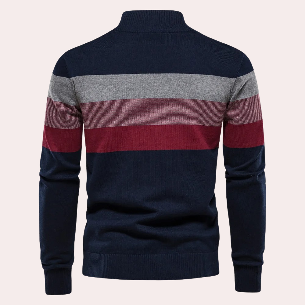 Herren-Pullover, gestreiftes Reißverschluss, weiches Material-2