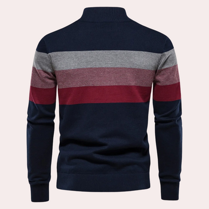 Herren-Pullover, gestreiftes Reißverschluss, weiches Material-2