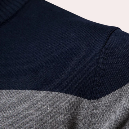 Herren-Pullover, gestreiftes Reißverschluss, weiches Material-4