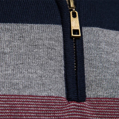 Herren-Pullover, gestreiftes Reißverschluss, weiches Material-3
