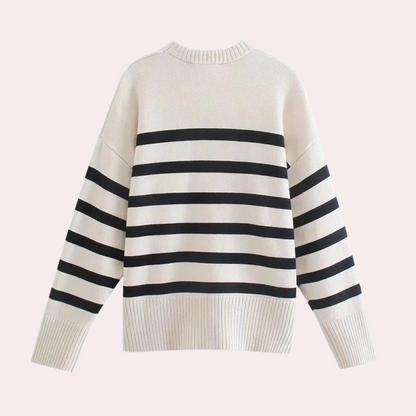 Damen-Oversized-Pullover, gestreift, 100% Baumwolle-3