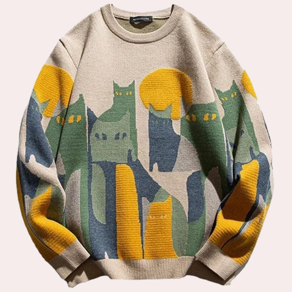 Variant image for Damen-Strickpullover, mit Katzenprint aus weich und atmungsaktivem Gewebe-6