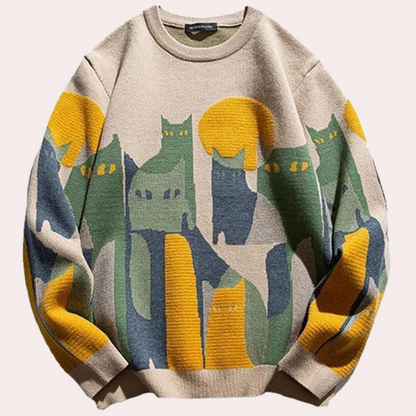 Variant image for Damen-Strickpullover, mit Katzenprint aus weich und atmungsaktivem Gewebe-6