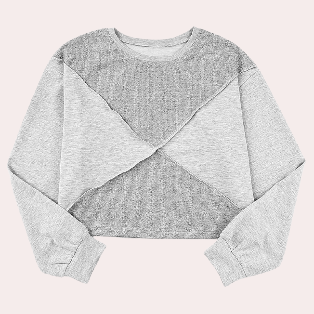 Patchwork-Top für Damen aus 100 % Baumwolle – trendiges Design mit Muster und normaler Passform, perfekt für Alltag und Fest 2