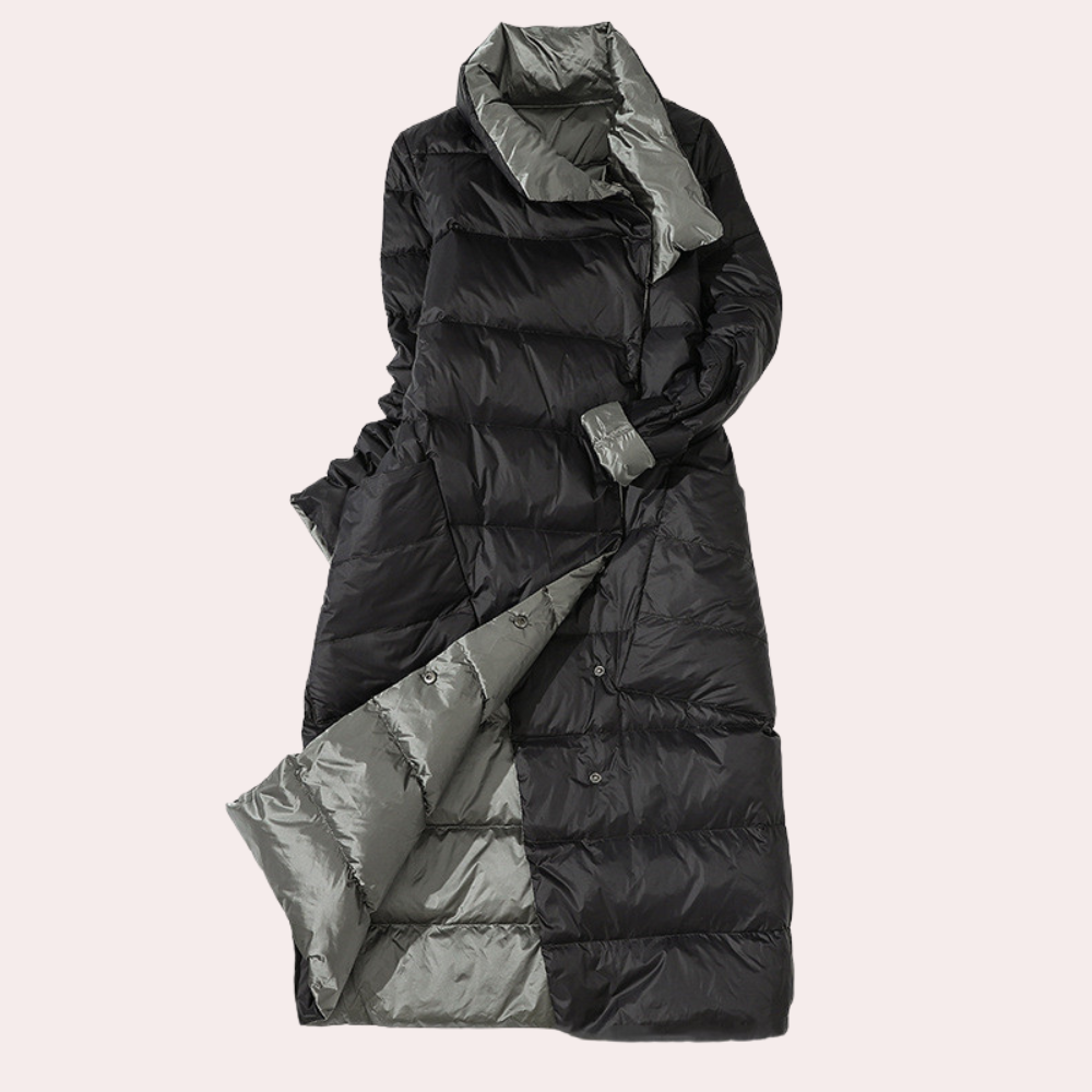 Lange Damen-Winterjacke, wasserabweisend mit verstellbarer Kapuze und Taschen – stilvolle und warme Polyesterjacke für kalte Tage 1
