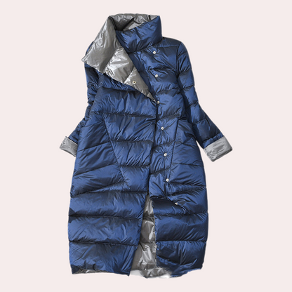 Lange Damen-Winterjacke, wasserabweisend mit verstellbarer Kapuze und Taschen – stilvolle und warme Polyesterjacke für kalte Tage 4