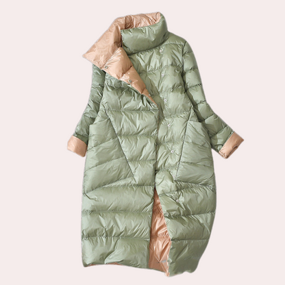 Lange Damen-Winterjacke, wasserabweisend mit verstellbarer Kapuze und Taschen – stilvolle und warme Polyesterjacke für kalte Tage 5