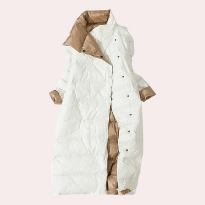 Lange Damen-Winterjacke, wasserabweisend mit verstellbarer Kapuze und Taschen – stilvolle und warme Polyesterjacke für kalte Tage 6