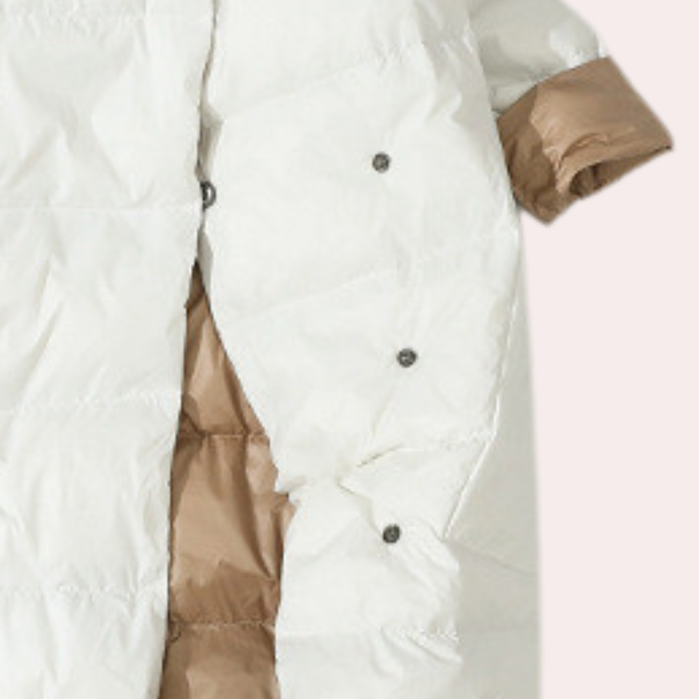 Lange Damen-Winterjacke, wasserabweisend mit verstellbarer Kapuze und Taschen – stilvolle und warme Polyesterjacke für kalte Tage 3