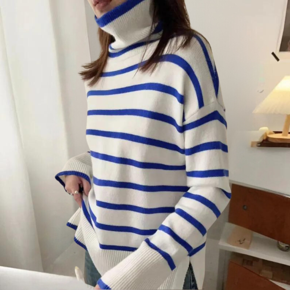 Variant image for Damen-Rollkragenpullover, gestreift, weiche Stoffe-11