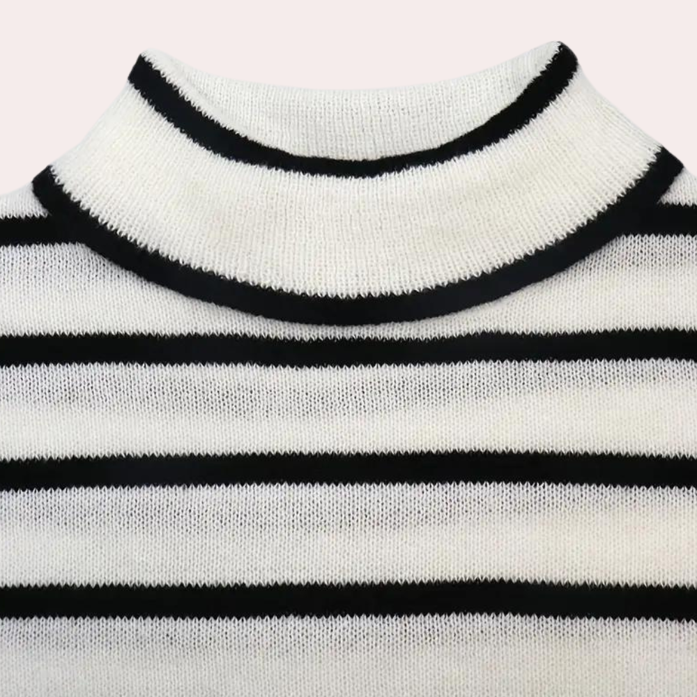 Damen-Rollkragenpullover, gestreift, weiche Stoffe-4