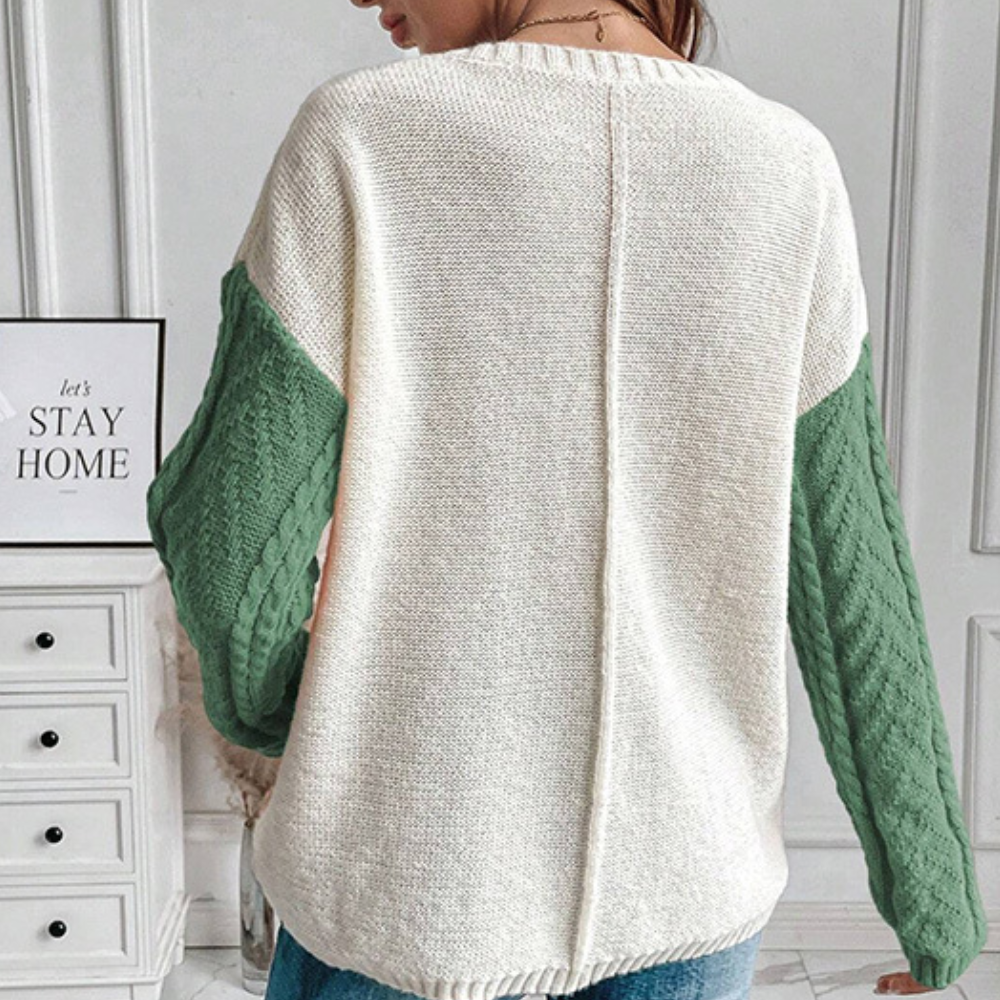 Damen-Strickpullover, überschnittene Schultern, Design, weicher elastischer Stoff-3