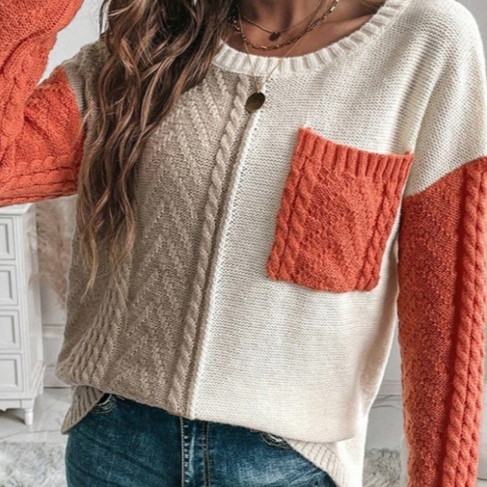 Damen-Strickpullover, überschnittene Schultern, Design, weicher elastischer Stoff-4