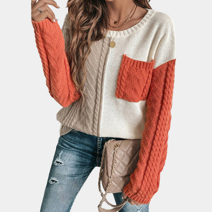 Damen-Strickpullover, überschnittene Schultern, Design, weicher elastischer Stoff-6