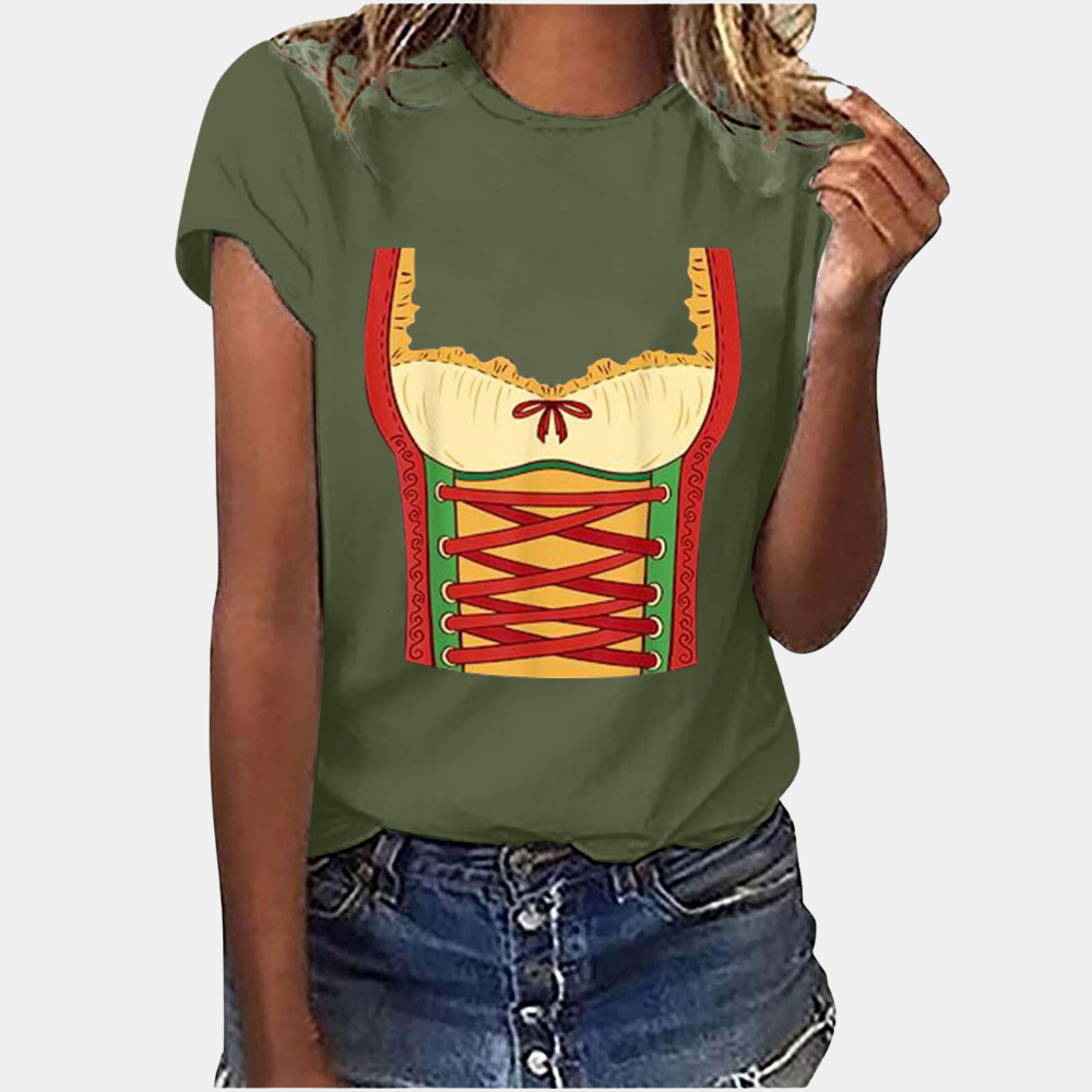 Damen-T-Shirt, lässig, Baumwolle für Oktoberfest-1