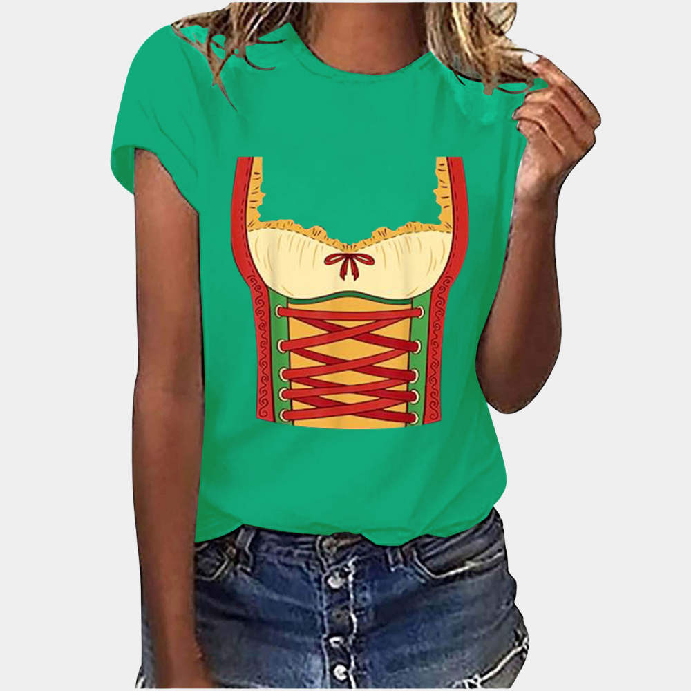 Damen-T-Shirt, lässig, Baumwolle für Oktoberfest-3