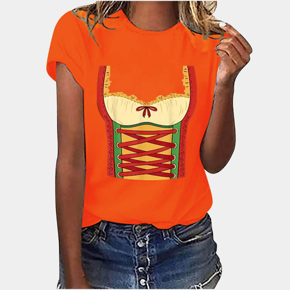 Damen-T-Shirt, lässig, Baumwolle für Oktoberfest-5