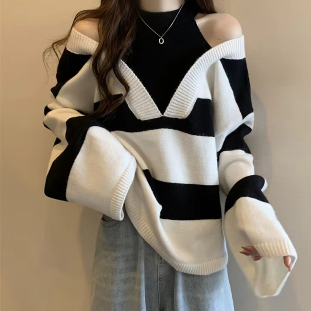 Damen-kalter-Pullover, modern, weich gestrickt, Qualität-1