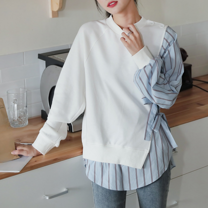 Damen-Bluse, modern, gestreifte hochwertige Baumwolle-1