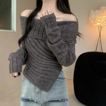 Damen-Strickpullover, mit Schulterpolster, weichem Design-3
