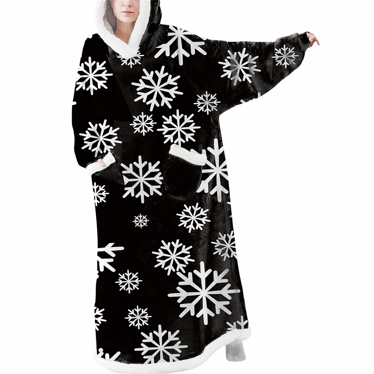 Weihnachtsdecke, mit Kapuze, weiche Mikrofaser, Fleece, universelle Passform 5