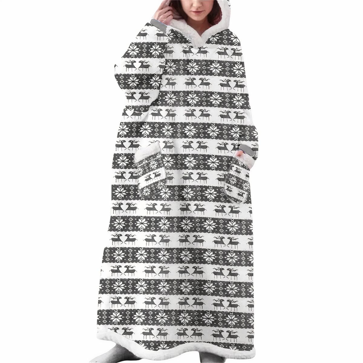 Weihnachtsdecke, mit Kapuze, weiche Mikrofaser, Fleece, universelle Passform 6