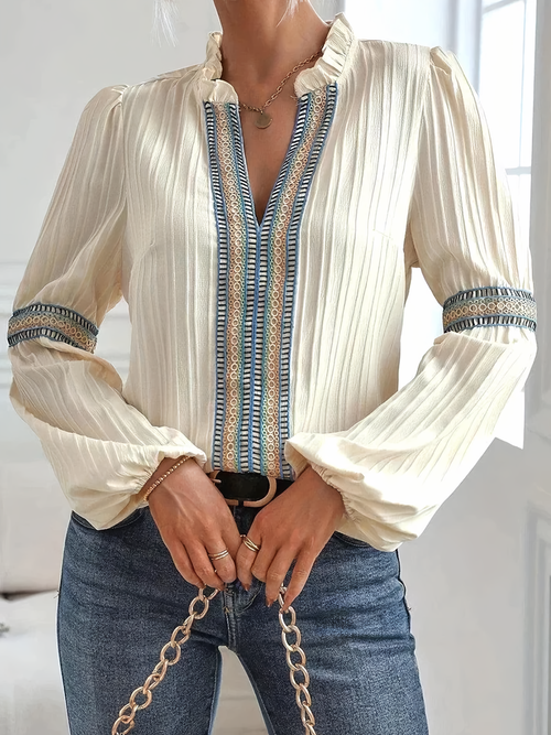 Damenbluse mit Spitzendetails in hoher Qualität, elegantem Design, bequemer Passform, 100 % Polyester-1