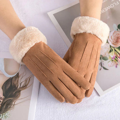 Damen-Wildlederhandschuhe, modernes Design, Winter-2