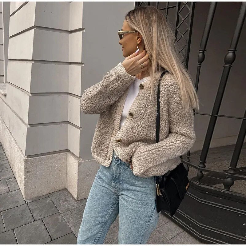 Damen-Strickjacke, klassisches Design, warmes Kaschmir-6