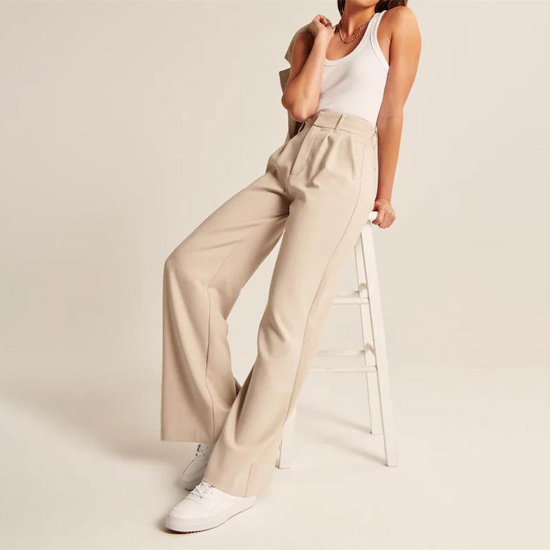 Damen-Anzughose, hohe Taille, stretchiger Stoff, elegantes Design-4