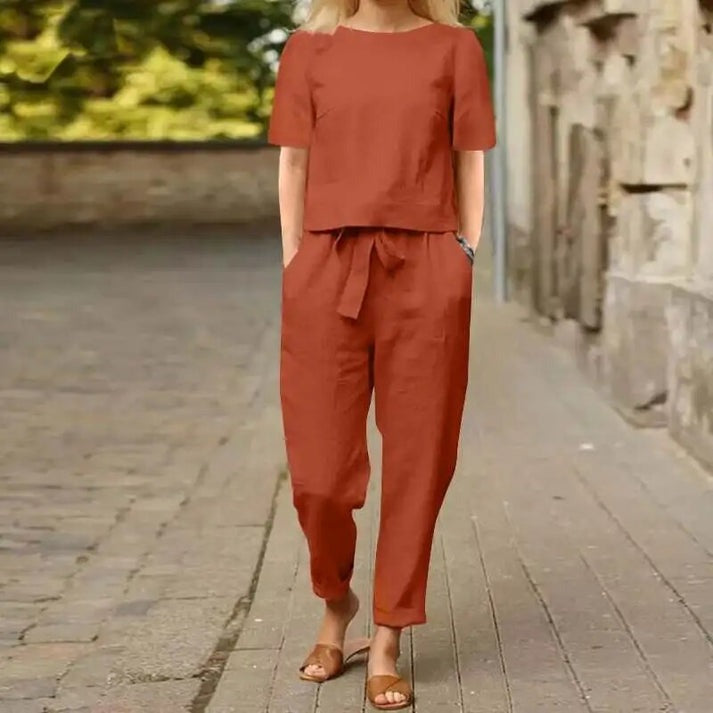 Damen-Sommer-Set luftiges Design 100 % Baumwolle-3