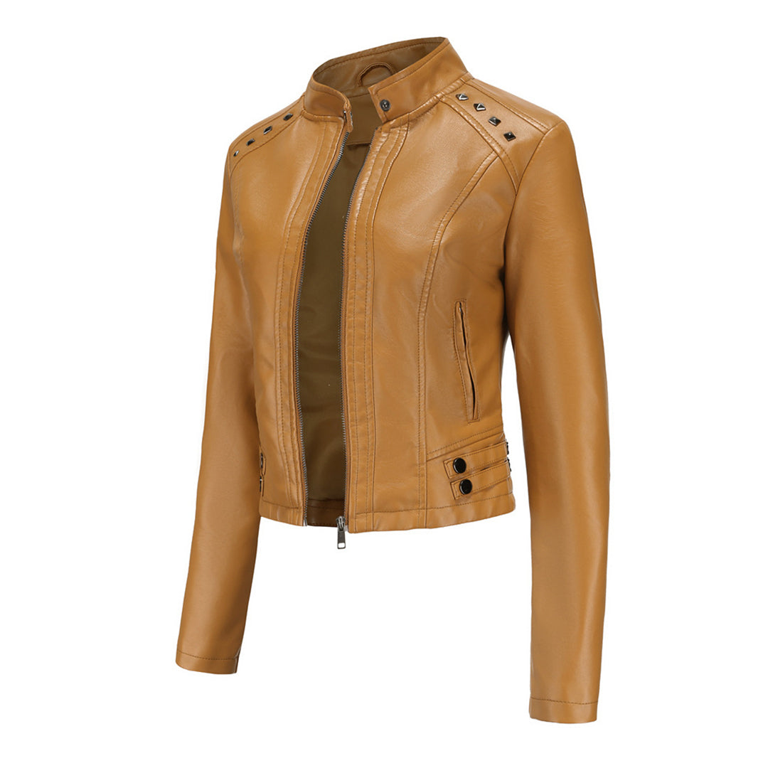 Damen-Lederjacke mit einzigartigen Details aus hochwertigem Leder-6