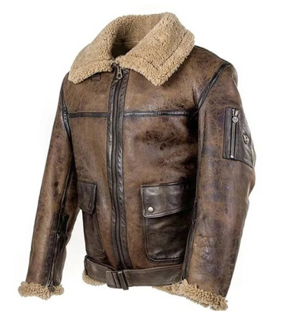 Herren-Winterjacke aus Kunstfell und Wolle – Vintage-Stil, dunkelbraun, klassisches Design für Herbst und Winter 3