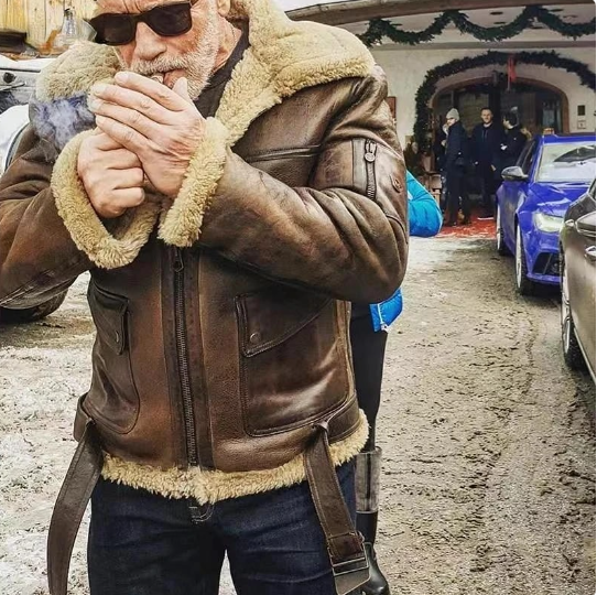 Herren-Winterjacke aus Kunstfell und Wolle – Vintage-Stil, dunkelbraun, klassisches Design für Herbst und Winter 1