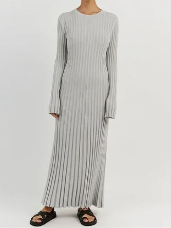Variant image for Damen-Maxikleid, Geripptes Design, Weicher Elastischer Mix-5