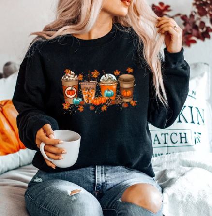 Damen-Sweatshirt, Herbstmotiv, weiches Material, dicker Pullover-1