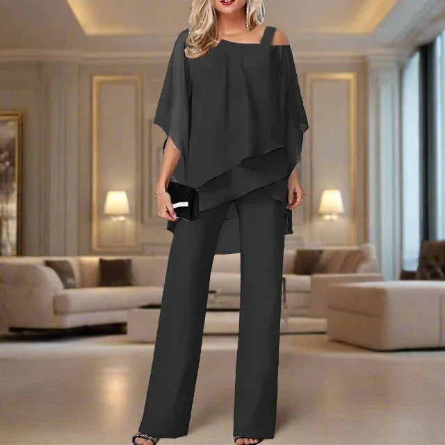 Damen-Chiffon-Set, Überwurf-Top, Jumpsuit-1