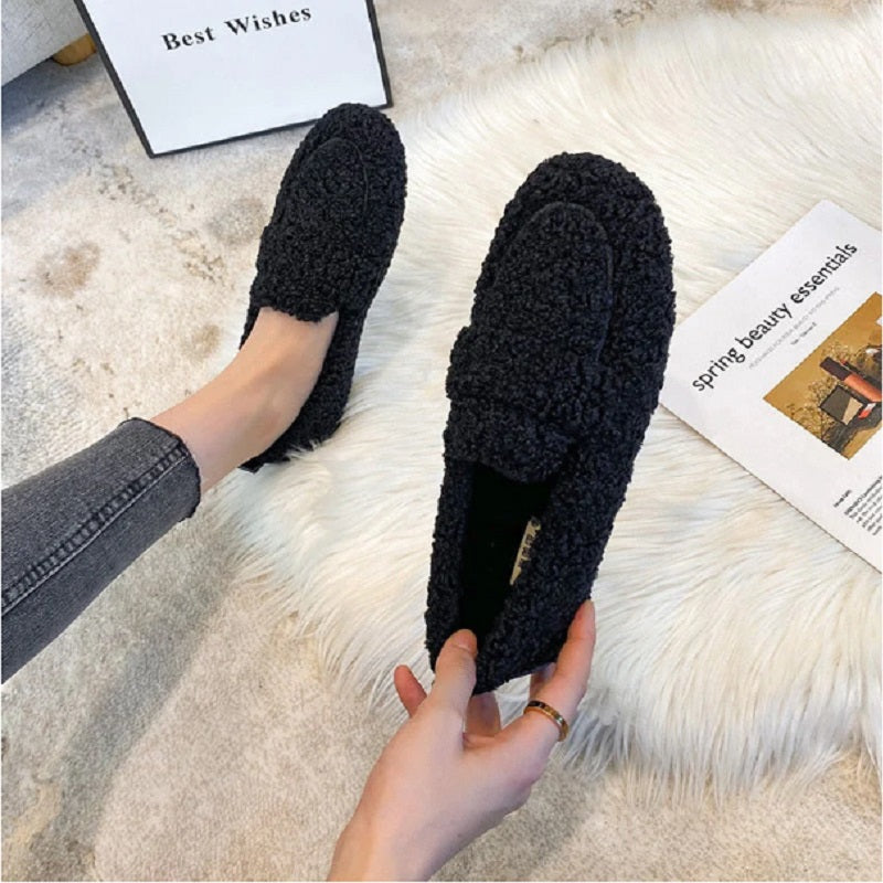 Damen-Plüschschuhe, weiche Synthetik, für Wärme und Komfort-1
