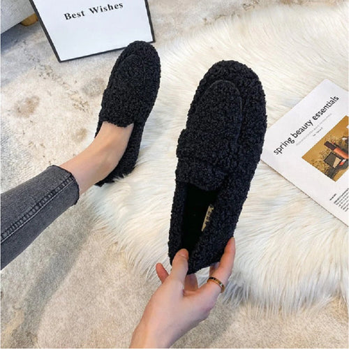 Damen-Plüschschuhe, weiche Synthetik, für Wärme und Komfort-1