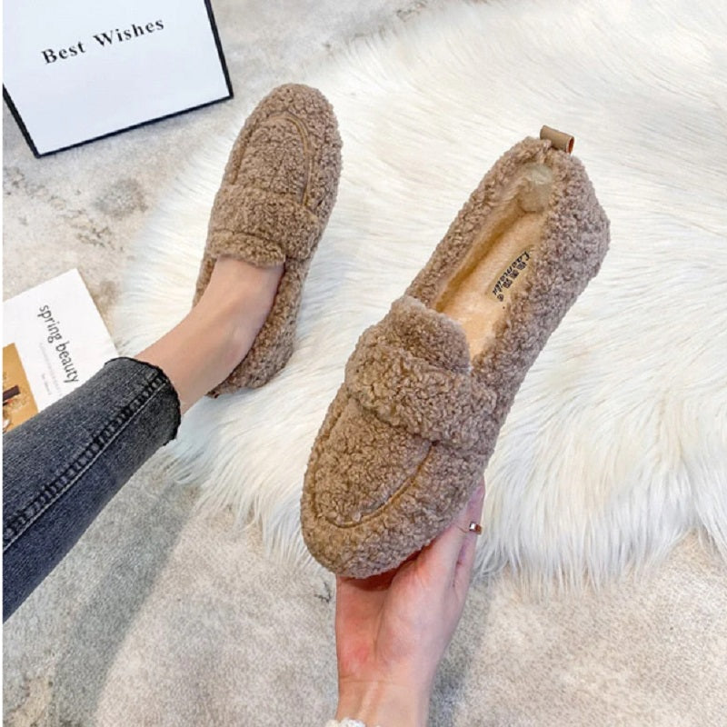 Damen-Plüschschuhe, weiche Synthetik, für Wärme und Komfort-6